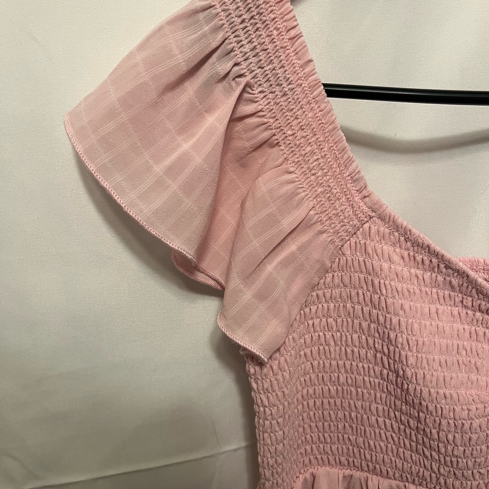 Pink Smocked Ruffle Sleeve Mini Dress - Picture 3 of 5